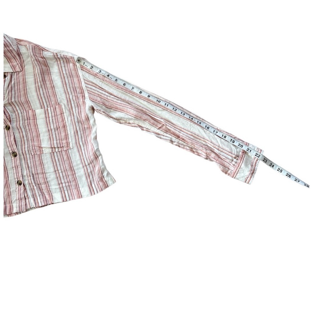 Aeropostale Long Sleeve Striped Button-Down Top Pink White Small‎ - Picture 11 of 13